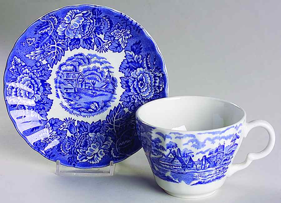 Afternoon Tea Collection Blue Flat Cup & Saucer Set by Sadler-1