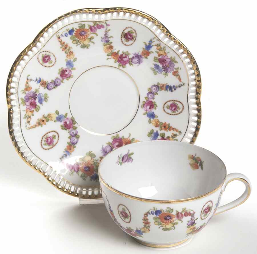 Dresdener Art Flat Cup & Saucer Set by Schumann - Bavaria-1