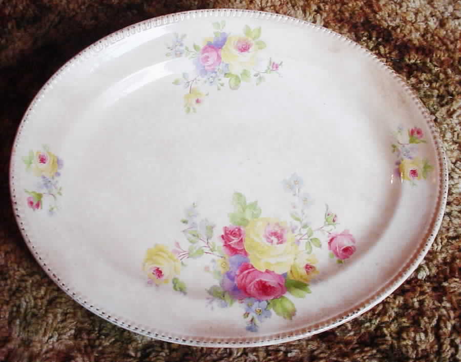 Dixie Rose 12" Oval Serving Platter by Sebring Pottery-1