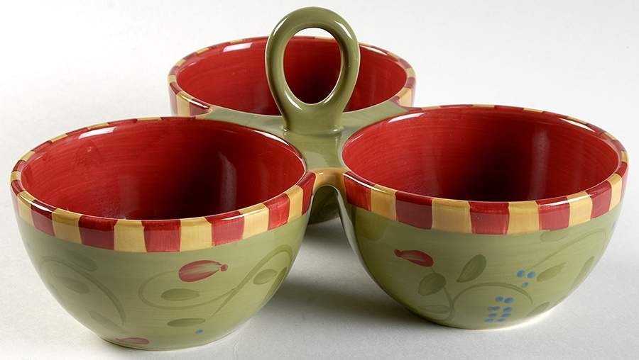 Olivia 3-Part Relish with Center Ceramic Handle by Signature-1