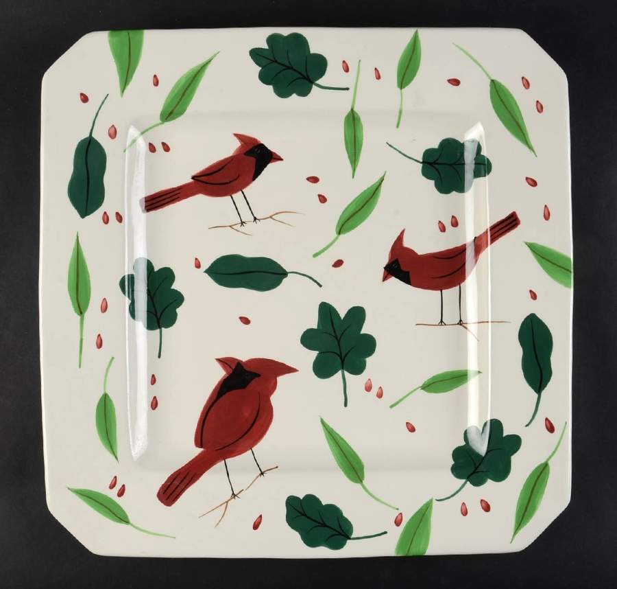 Holiday Cardinal 16" Square Serving Platter by Studio Nova-1