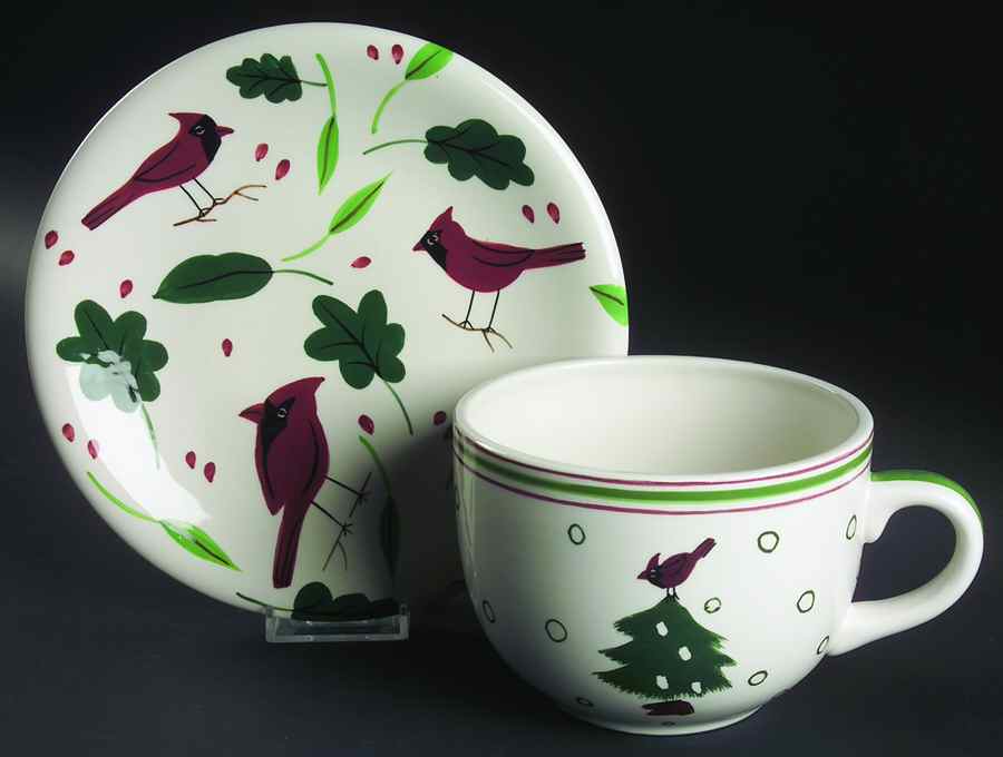 Holiday Cardinal Jumbo Cup & Saucer Set by Studio Nova-1