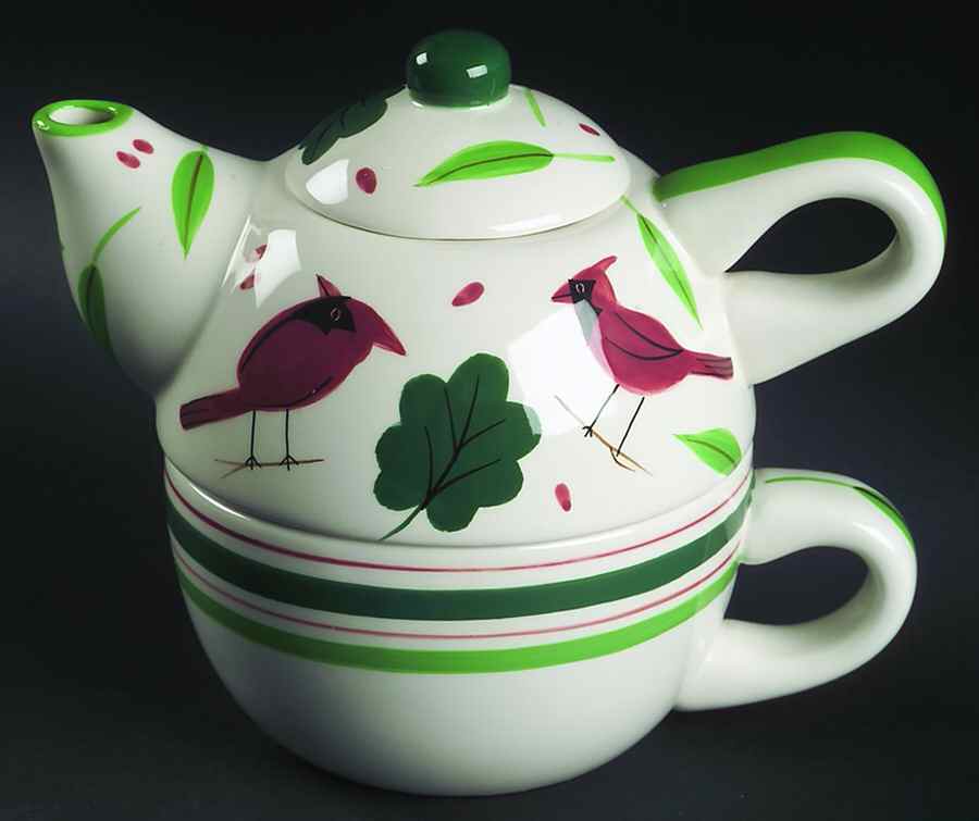 Holiday Cardinal Individual Teapot & Lid with Cup by Studio Nova-1