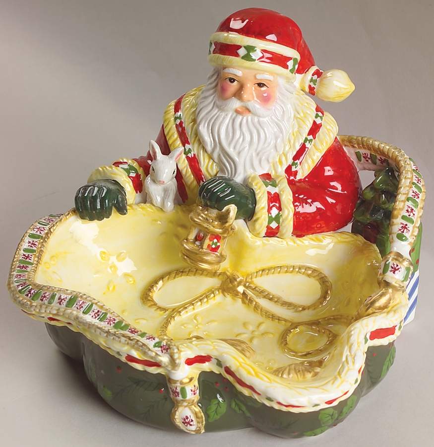 Woodland Holly Santa Hostess Bowl by Studio Nova-1
