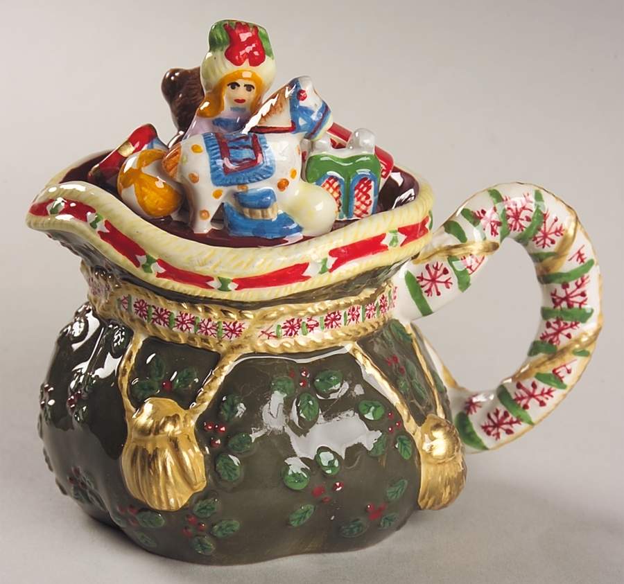Woodland Holly Santa Figural Creamer & Lid by Studio Nova-1