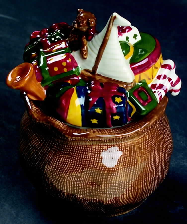 Merry Little Christmas Figural Sugar Bowl & Lid by Sakura-1