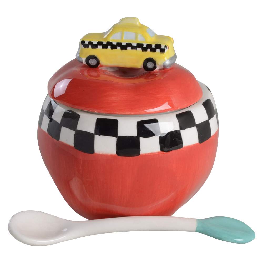 New York Taxi Sugar Bowl & Lid W/Spoon by Studio Nova-1