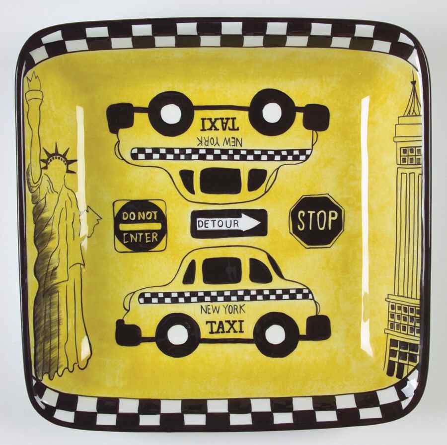 New York Taxi 12" Square Bowl by Studio Nova-1