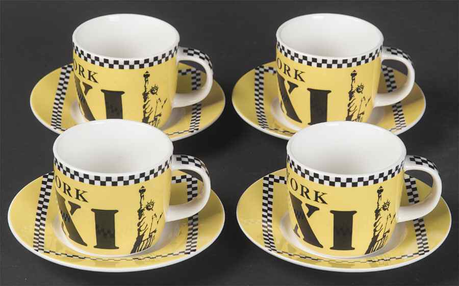 New York Taxi Espresso Cup & Saucer - Set of 4 by Studio Nova-1