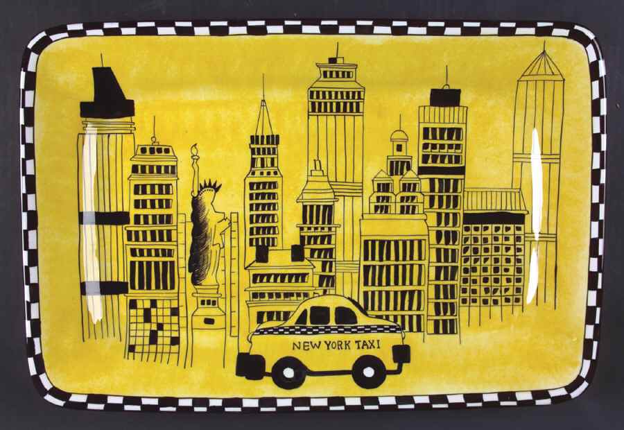 New York Taxi 17" Rectangular Serving Platter by Studio Nova-1