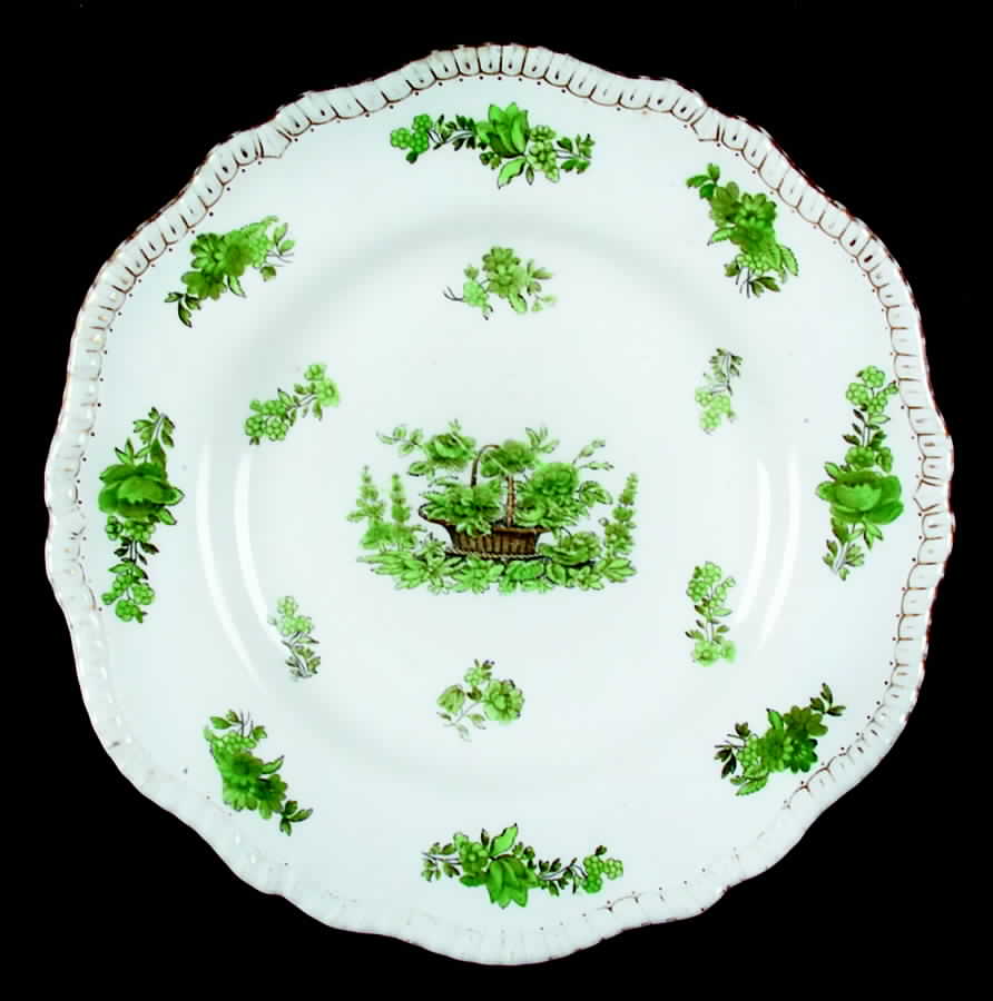 Green Basket (Bone, Gold Trim) Dinner Plate by Spode-1
