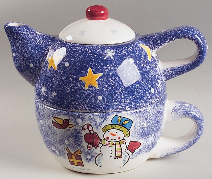 Frosty Snowman Individual Teapot & Lid with Cup by Studio Nova-1