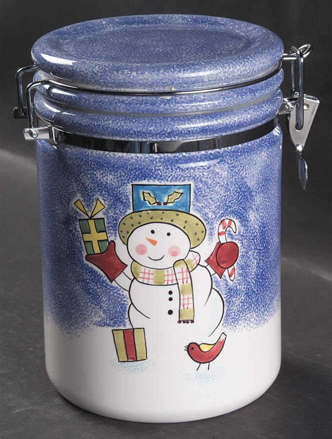 Frosty Snowman Large Canister & Lid by Studio Nova-1