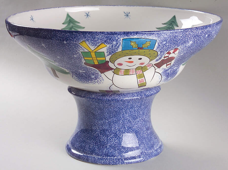 Frosty Snowman Footed Bowl by Studio Nova-1