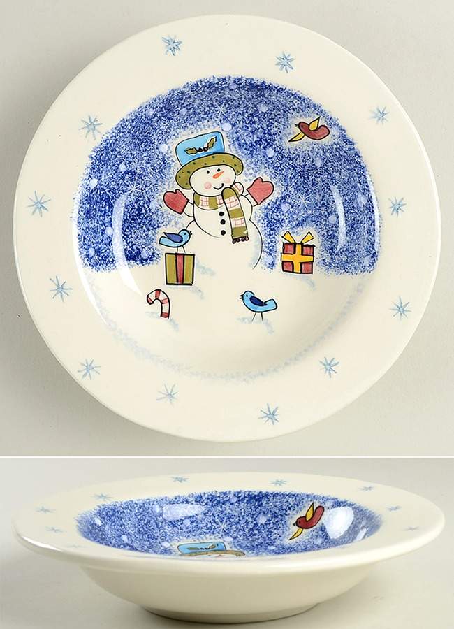 Frosty Snowman Rim Fruit/Dessert (Sauce) Bowl by Studio Nova-1