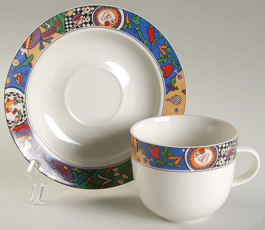 Cuisine Flat Cup & Saucer Set by Sakura-1
