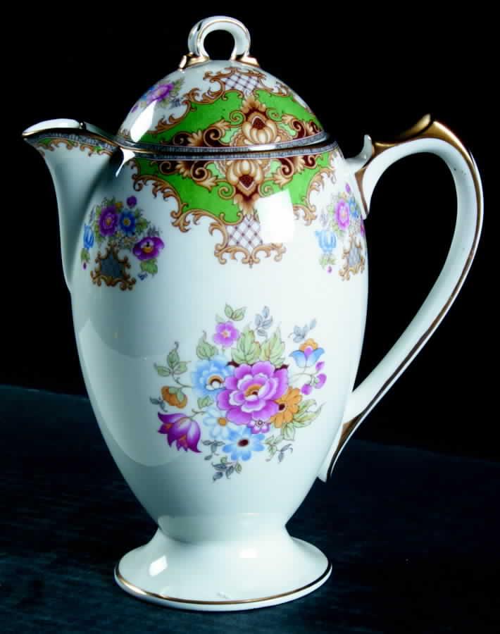 Sheraton Green (Smooth) Coffee Pot & Lid by Shelley-1