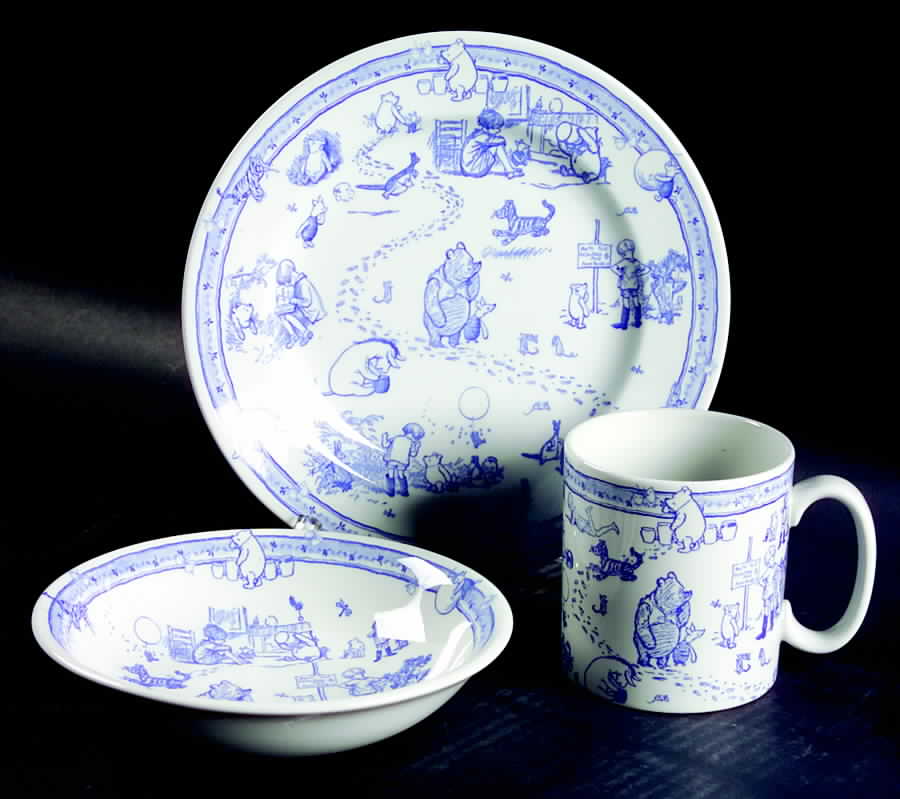 Classic Pooh Discovery (Blue) (3 Piece) Child's Set by Spode-1