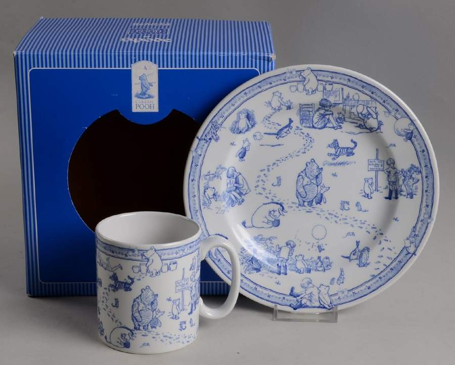 Classic Pooh Discovery (Blue) (2 Piece Boxed) Child Set (CHPL, CHMUG) by Spode-1
