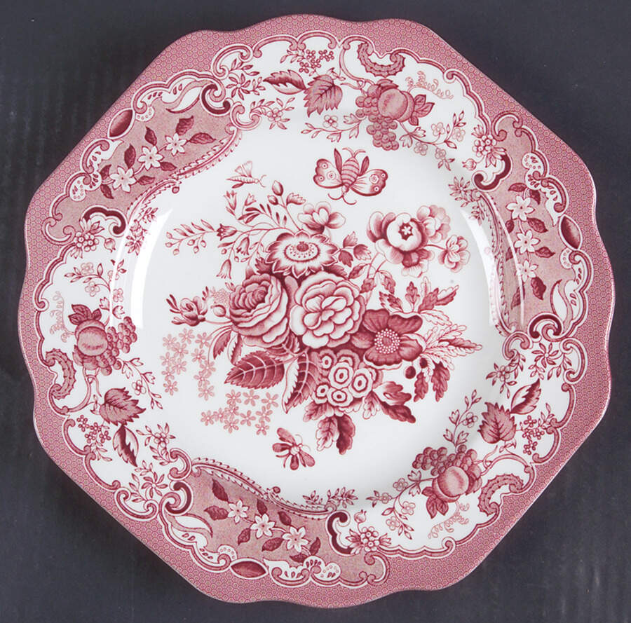 Garden Collection Cranberry and White Buffet/Dessert Plate by Spode-1