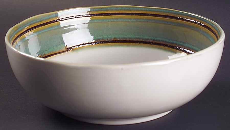 Waves Green 9" Round Vegetable Bowl by Sango-1
