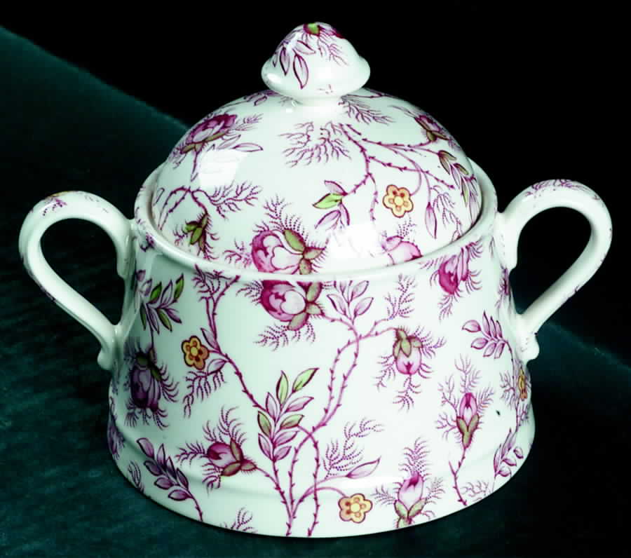 Rosebud Chintz (S3715, Cream) Sugar Bowl & Lid by Spode-1