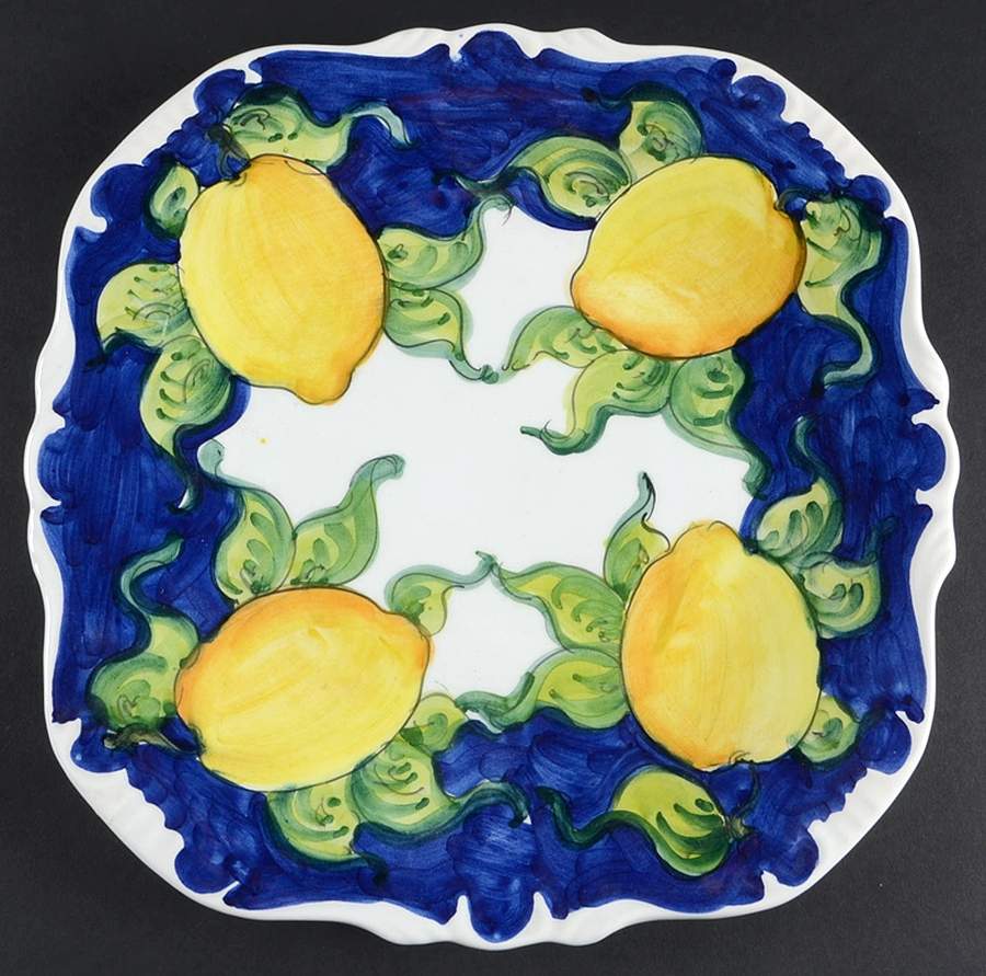 Blue Lemon Square Dinner Plate by Skyros-1