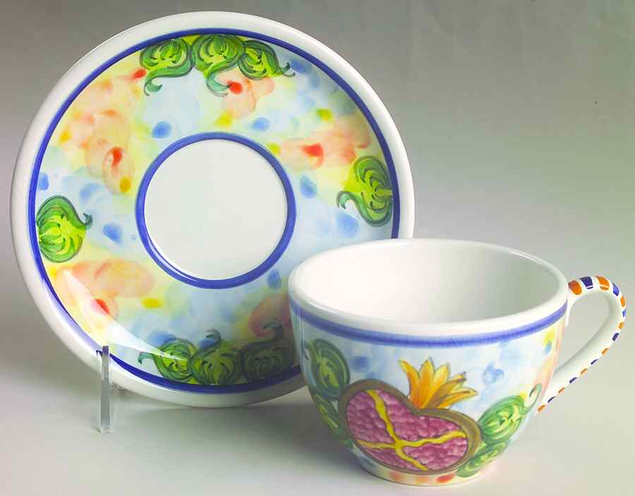 Pomegranate Flat Cup & Saucer Set by Skyros-1