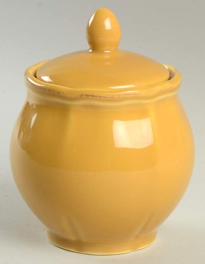 Caldas Mustard (Dark Yellow) Sugar Bowl & Lid by Skyros-1