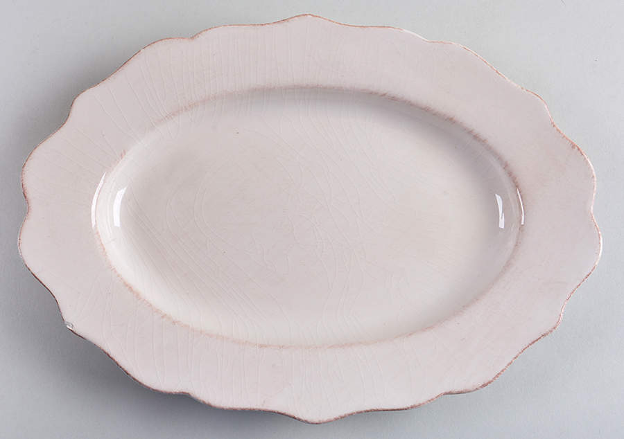 Caldas Ecru (Off White Tan) 12" Oval Serving Platter by Skyros-1