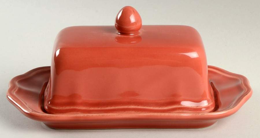Corricoware Paprika (Red) Rectangular Covered Butter by Skyros-1