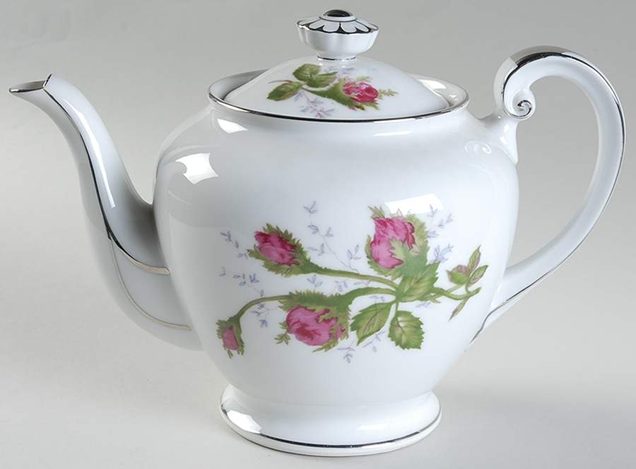 Silvia (Platinum Trim) Teapot & Lid by Spring China-1