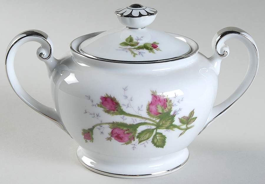 Silvia (Platinum Trim) Sugar Bowl & Lid by Spring China-1