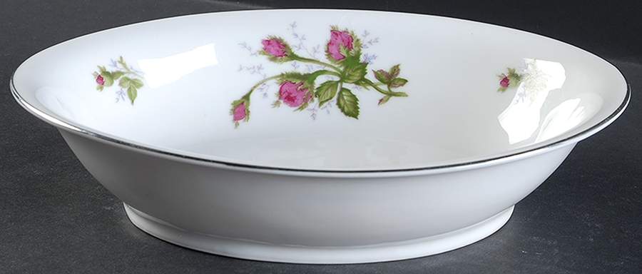 Silvia (Platinum Trim) 10" Oval Vegetable Bowl by Spring China-1