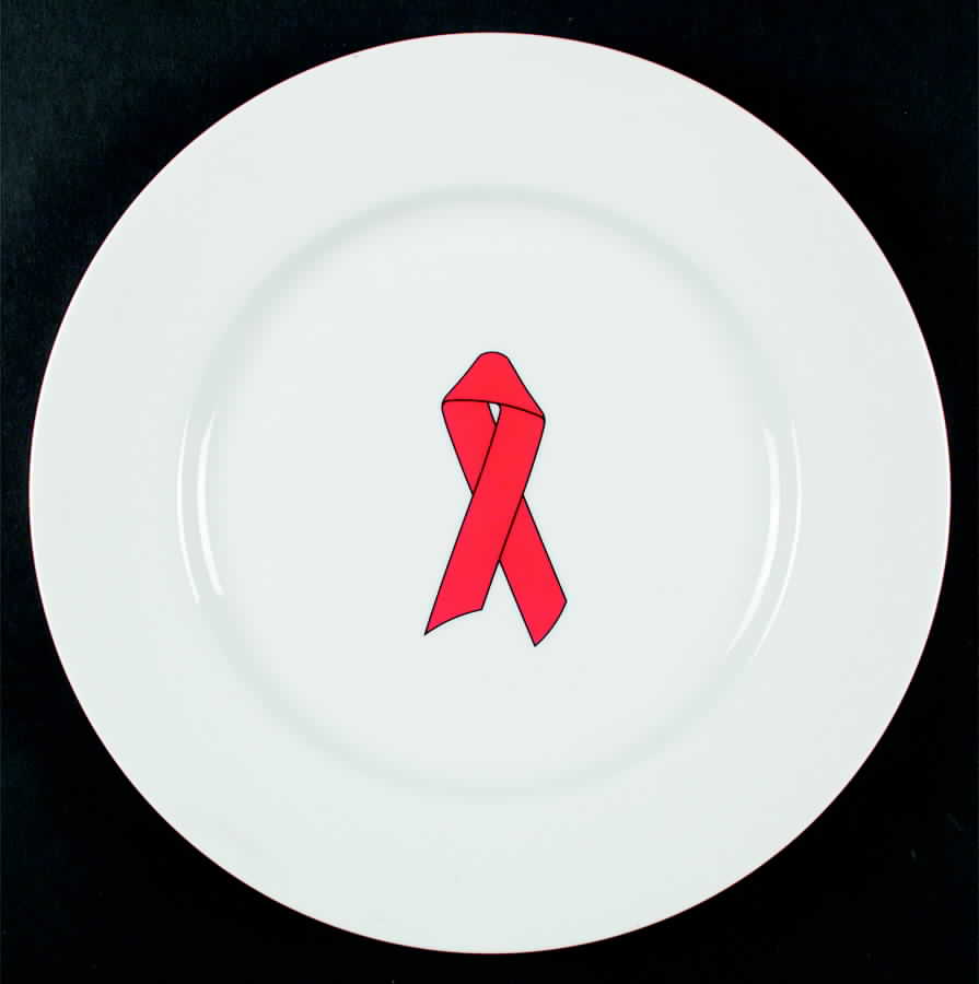 The Red Ribbon Plate-Mug 12" Chop Plate (Round Platter) by Swid Powell-1