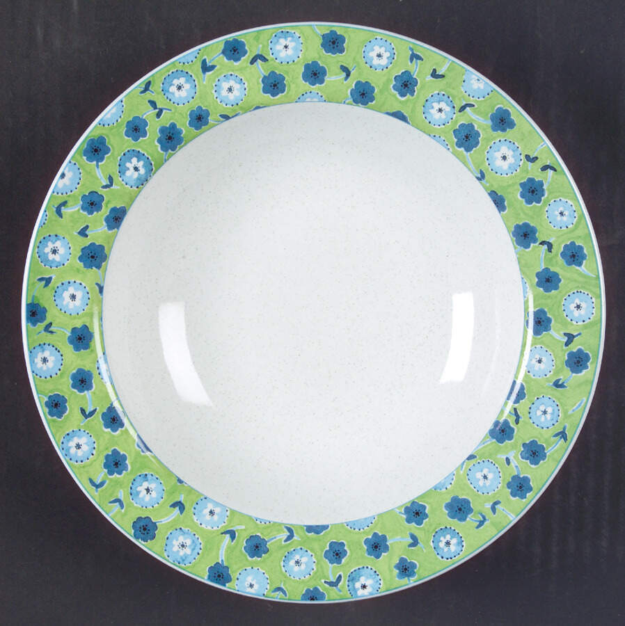 Cote D'Azur Green Rim Soup Bowl by Studio Nova-1