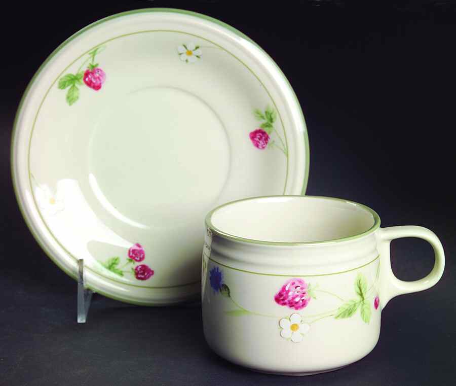 Strawberry Festival Flat Cup & Saucer Set by Studio Nova-1
