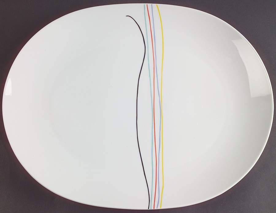 Color Threads 14" Oval Serving Platter by Studio Nova-1