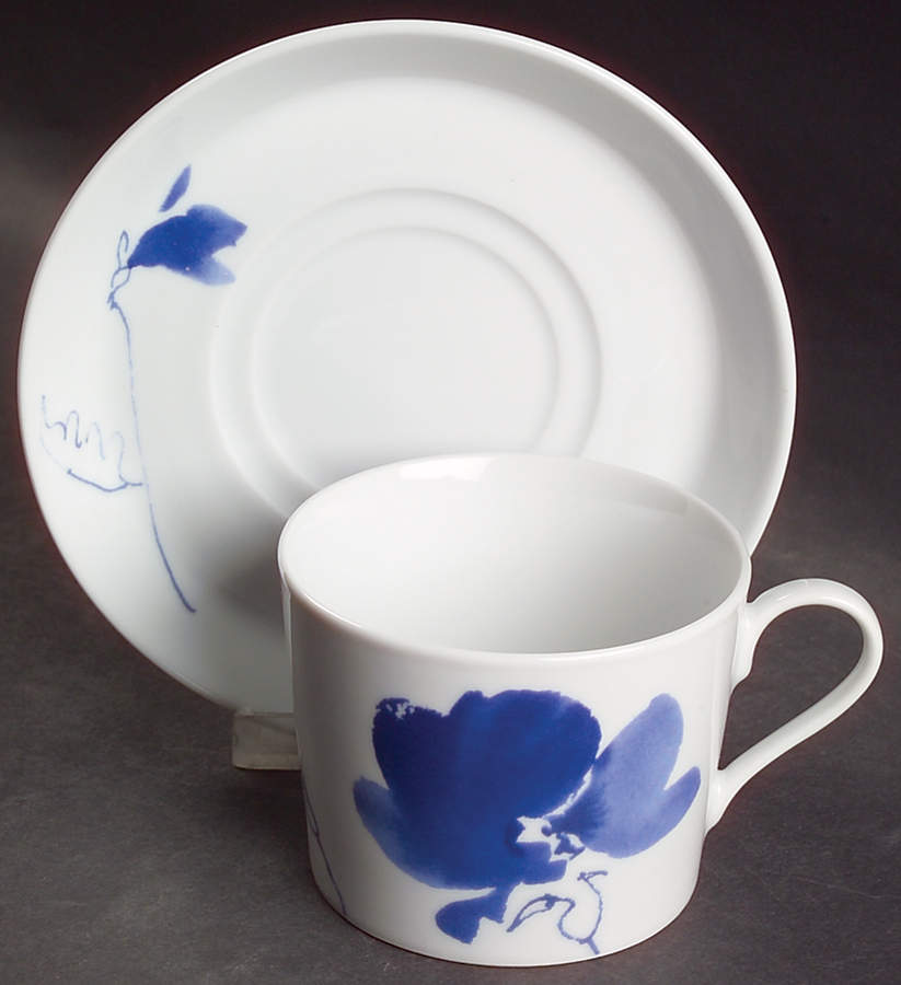 Ming Blue Flat Cup & Saucer Set by Studio Nova-1