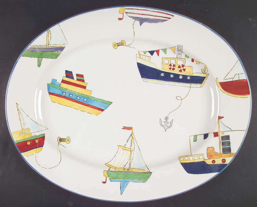 Yacht Race 20" Oval Serving Platter by Studio Nova-1