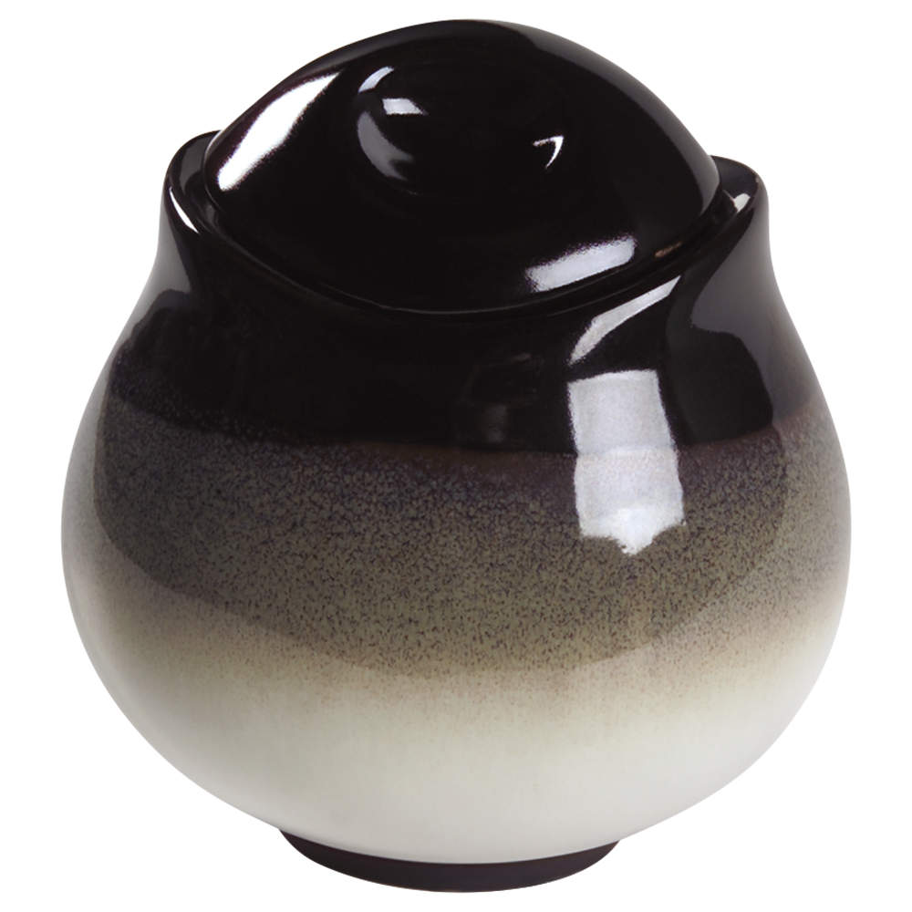 Nova Black (Newer, Grayish White Center) Sugar Bowl & Lid by Sango-1