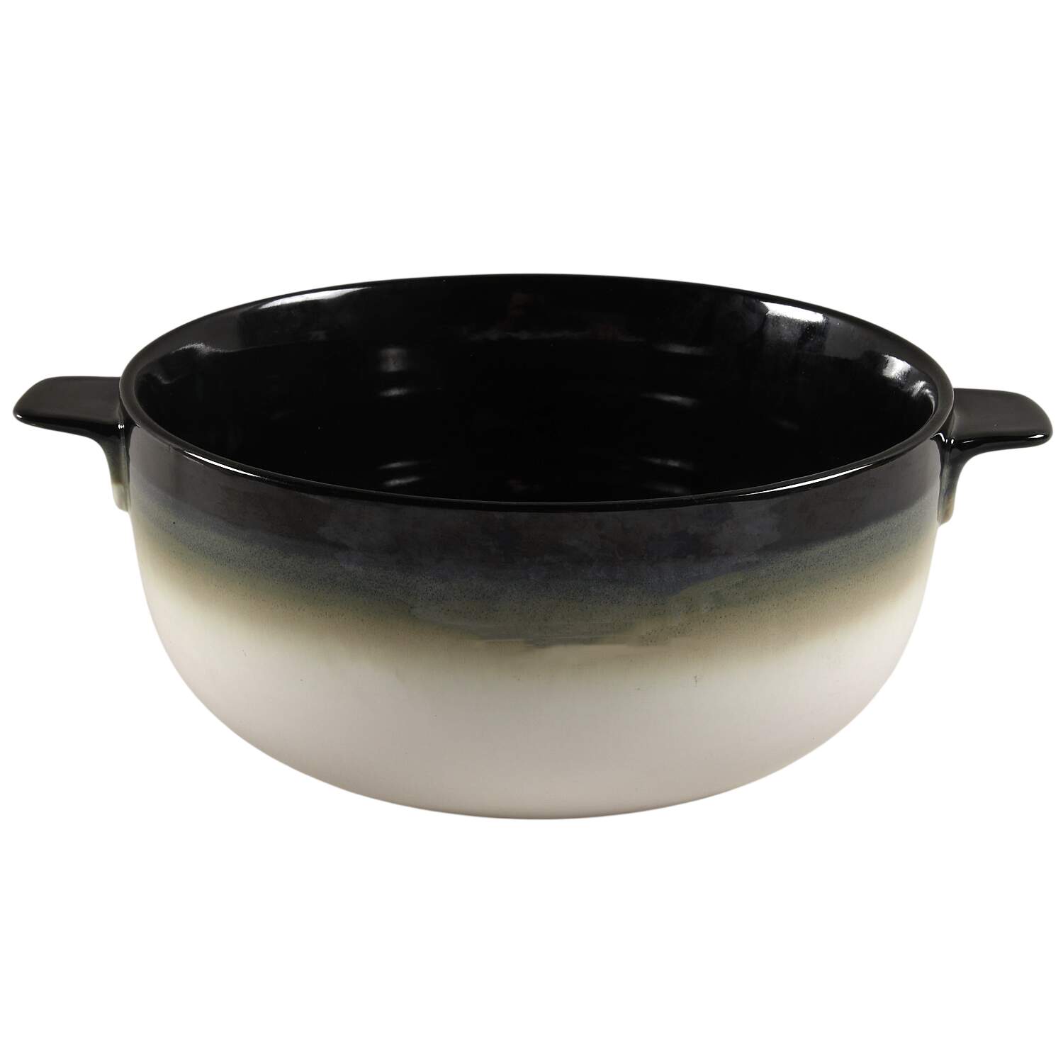 Nova Black (Newer, Grayish White Center) 2.5 Qt Round Casserole No Lid by Sango-1