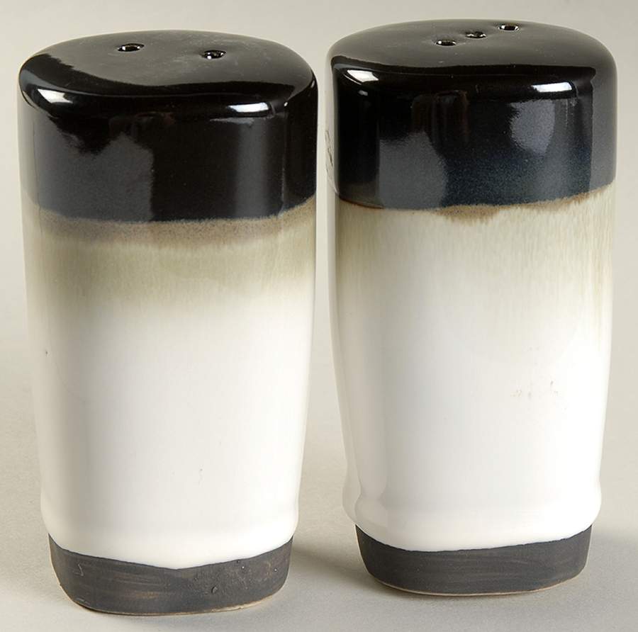 Nova Black (Newer, Grayish White Center) Salt & Pepper Set by Sango-1