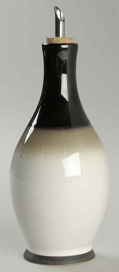 Nova Black (Newer, Grayish White Center) Oil Jar & Drizzle Spout by Sango-1