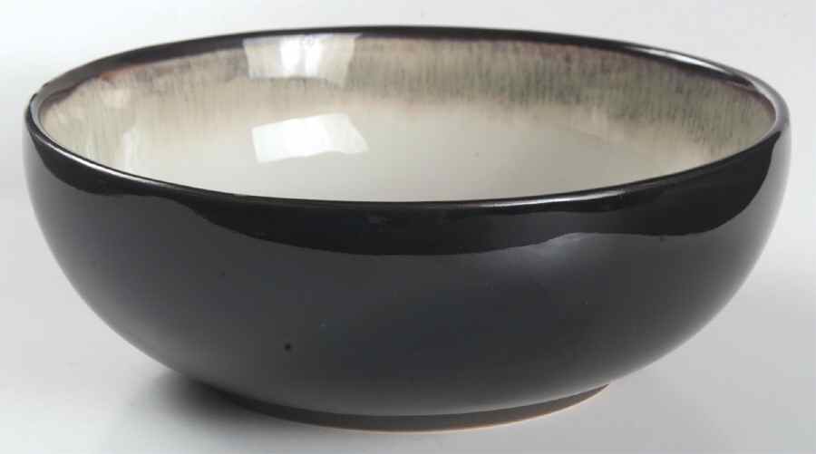 Nova Black (Newer, Grayish White Center) 8" Round Vegetable Bowl by Sango-1