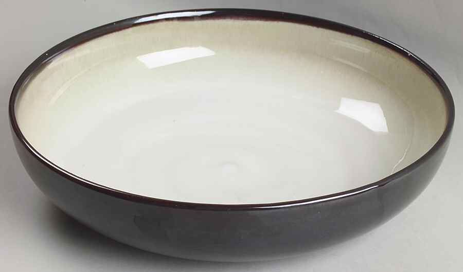Nova Black (Newer, Grayish White Center) 13" Pasta Serving Bowl by Sango-1