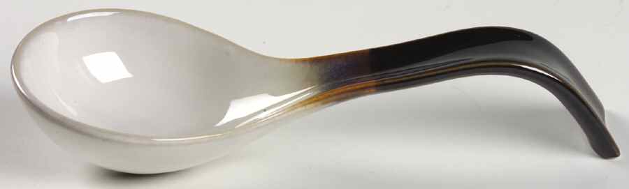 Nova Black (Newer, Grayish White Center) Spoon Rest/Holder (Holds 1 Spoon) by Sango-1