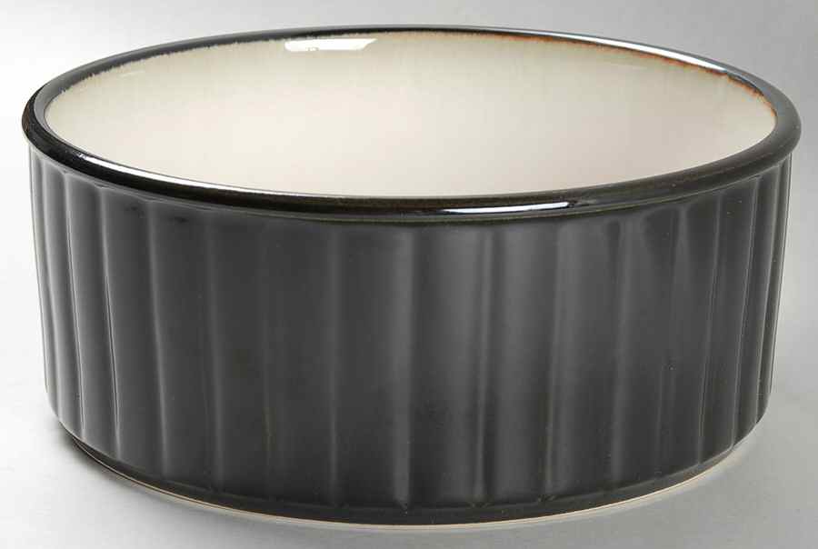 Nova Black (Newer, Grayish White Center) 8" Ceramic Storage Bowl by Sango-1
