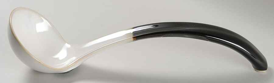 Nova Black (Newer, Grayish White Center) Tureen Ladle by Sango-1