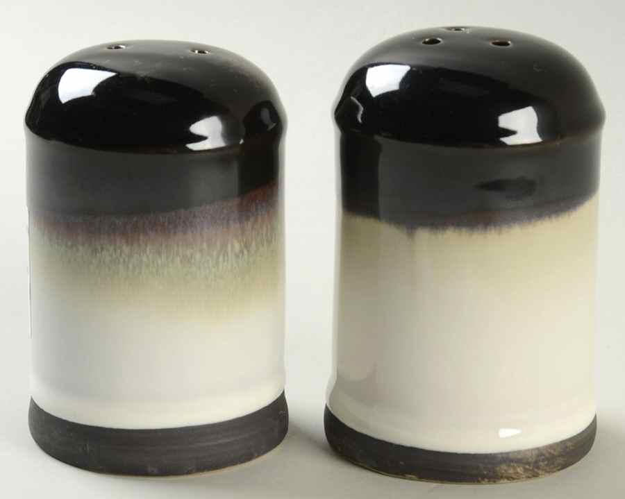 Nova Black (Newer, Grayish White Center) Salt & Pepper Set by Sango-1